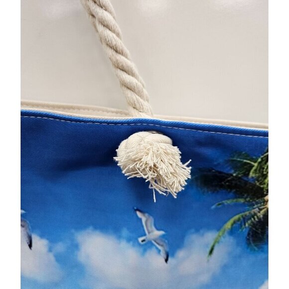 Beach Bag Women Large Beach Pool Tote Bag, Waterproof Rope Handles Zipper - Picture 6 of 6